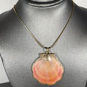 Gold Wrapped Shell Beach Style Coastal Necklace